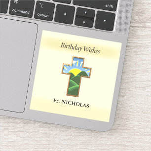 Adesivo Padre Cruz Personalizado de Aniversário