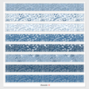 Adesivo Padrões de Boho Floral Clássico Azul