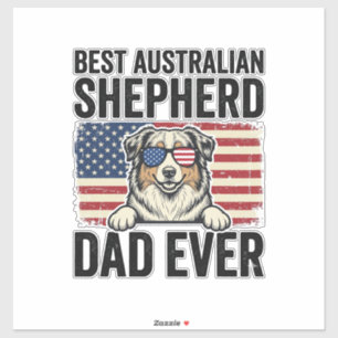 Adesivo Pai Australian Shepherd Patriótico Vintage