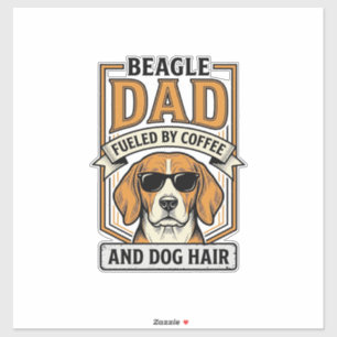 Adesivo Pai Beagle Energizado por Café e Camisa de Cabelo 