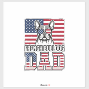 Adesivo Pai Bulldog Francês Patriota Vintage