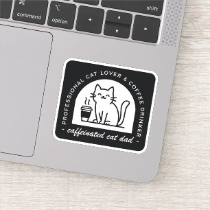 Adesivo Pai de gato engraçado amante de café