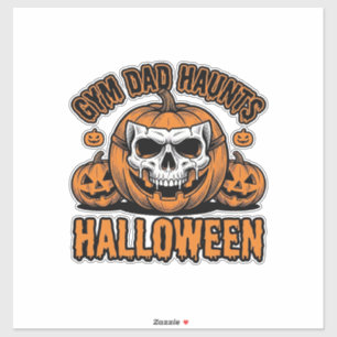 Adesivo Pai de Ginástica Halloween Abóbora Vintage Caveira