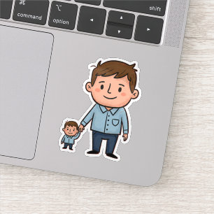 Adesivo Pai e Filho de Desenho Animado Feliz Dia dos Pais