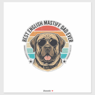 Adesivo Pai Mastiff Inglês Desenho Vintage Pôr do Sol Cão