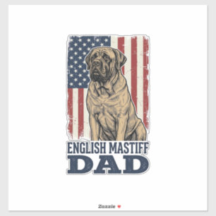 Adesivo Pai Mastiff Inglês Patriótico Design de Cachorro V