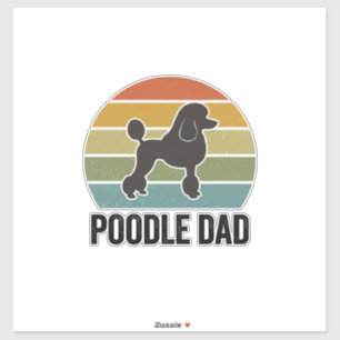 Adesivo Pai Poodle Design Vintage Pôr-do-Sol Amante de Cac