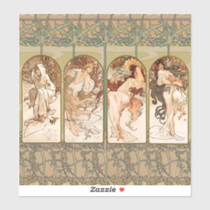Adesivo Painel Art Nouveau Quatro Estações de Alphonse Muc