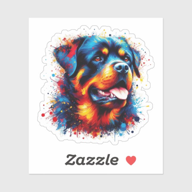 Adesivo Paint Splatter Rottweiler (Folha)