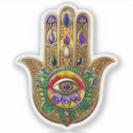 Adesivo Painted Gold Hamsa Amethyst Ruby Third Eye
