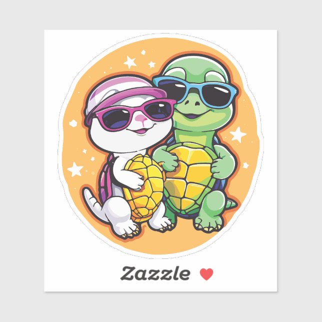 Adesivo Pair of Turtles in Love - Durable Vinyl Sticker  (Folha)