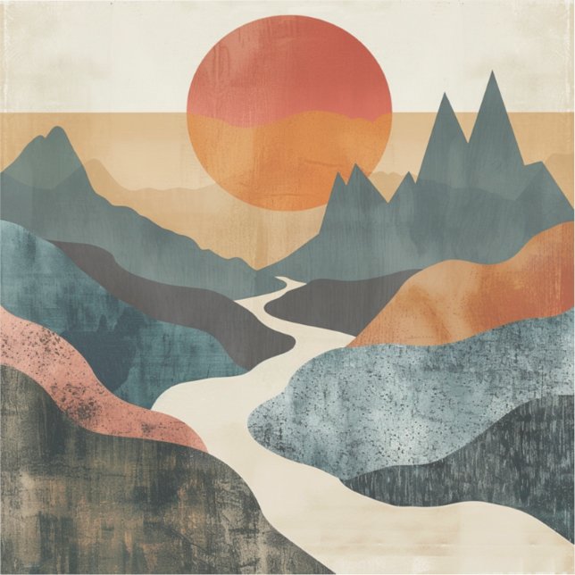Adesivo Paisagem Boho Abstrato (5) (Frente)