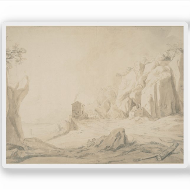 Adesivo Paisagem com uma estrada abaixo de Cliff perto de  (Frente)