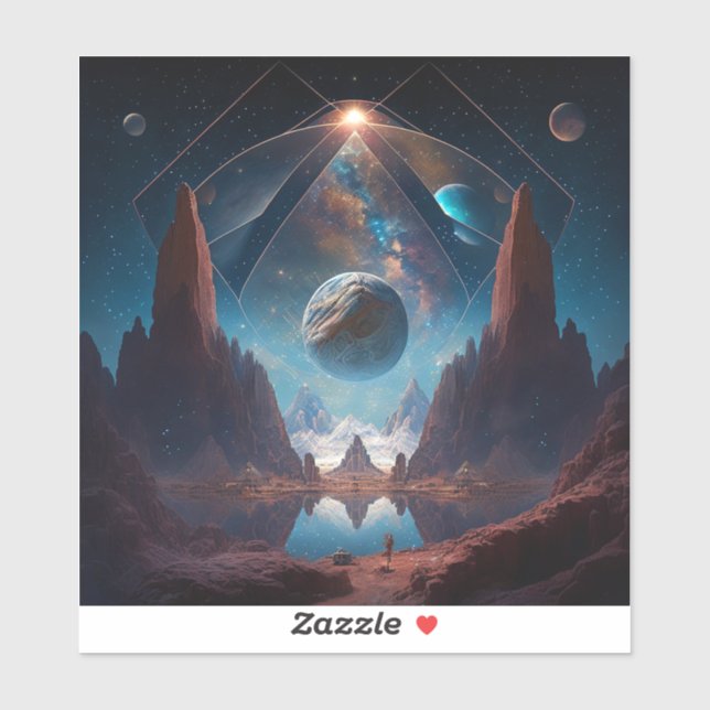 Adesivo Paisagem de Fantasia Cósmica (Folha)