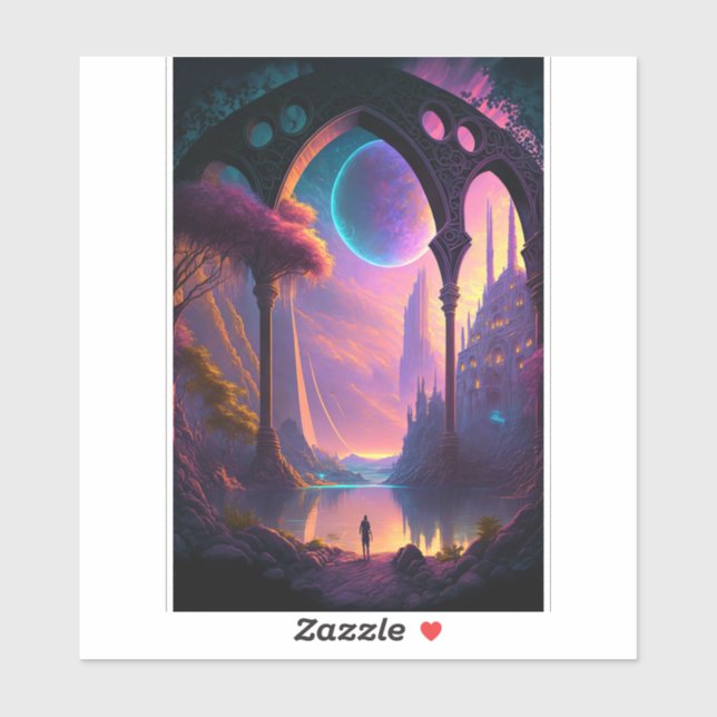 Adesivo Paisagem de ficção científica fantasma (Folha)