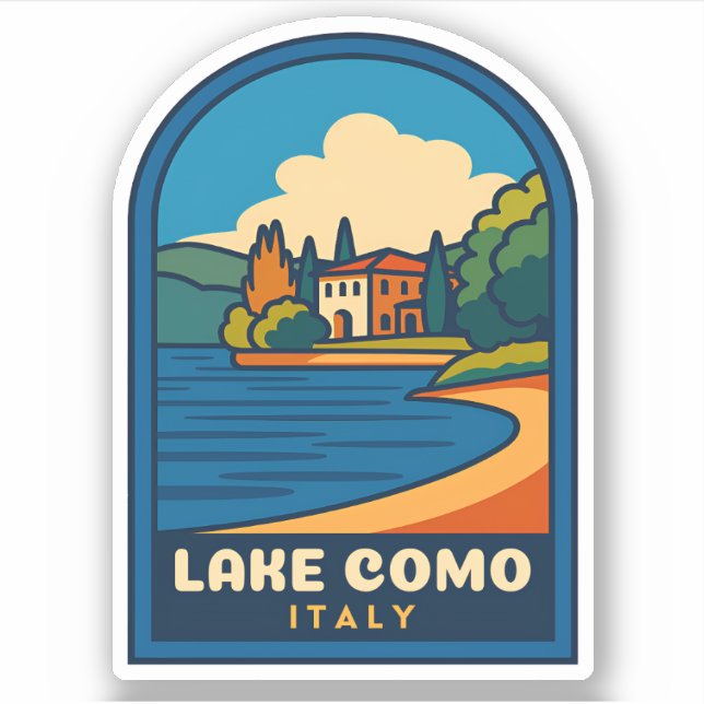Adesivo Paisagem do Lago Viagens vintage Como Itália (Frente)