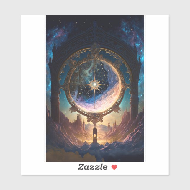 Adesivo Paisagem Espacial de Fantasia Cósmica (Folha)