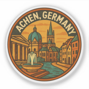 Adesivo Paisagem Urbana de Aachen Alemanha Arte