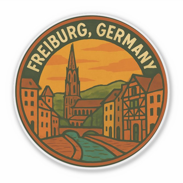 Adesivo Paisagem Urbana de Freiburg Alemanha (Frente)