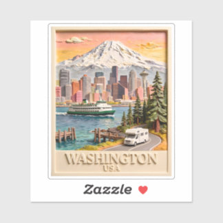 Adesivo Paisagem Urbana Texturizada de Seattle Washington 