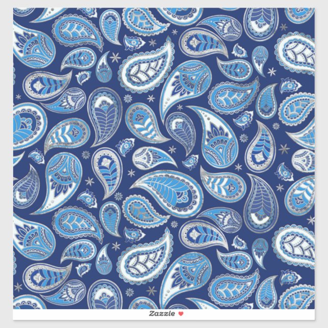 Adesivo Paisley Pattern - Azul e prata (Folha)