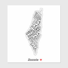 Adesivo Palavra de Mapa Livre da Palestina em Gaza