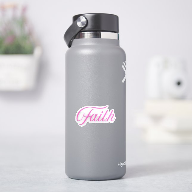 Adesivo Palavra Escrita à Mão Fé em Rosa (HidroFlask)