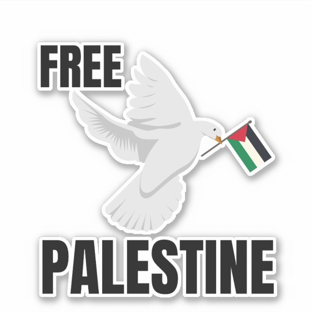 ADESIVO PALESTINA LIVRE COM DOVE DE PAZ (Frente)