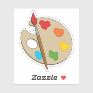 Adesivo Paleta de Artista com Pincel de Pintura