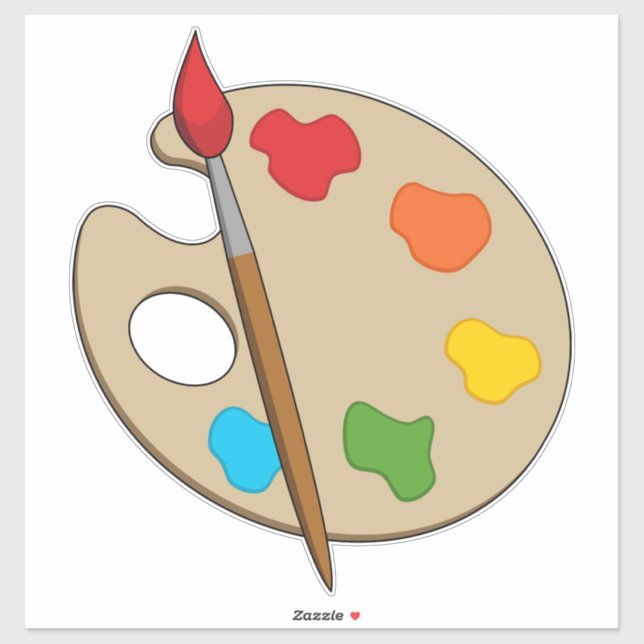 Adesivo Paleta de Artista com Pincel de Pintura (Folha)