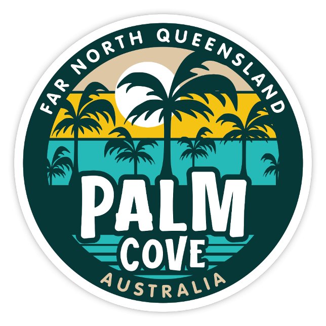 Adesivo Palm Cove, Queensland Austrália Sticker (Palm Cove Far North Queensland, Australia Retro Round Sticker)