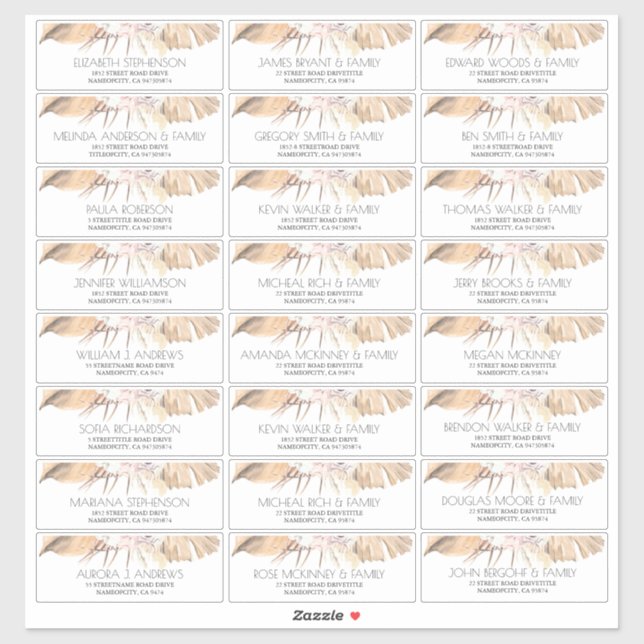 Adesivo Palma Seca Deixa Pequenos Nomes de Convidado Etiqu (Folha)