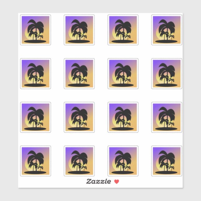 Adesivo Palmeiras de gradiente Conjunto de Férias do Sol (Folha)