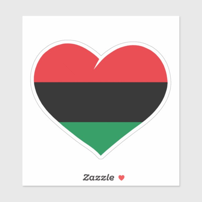 Adesivo Pan African flag heart Afro American Black history (Folha)
