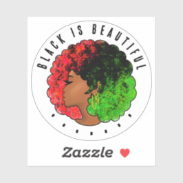 Adesivo Pan-africana menina mulher negra verde vermelho or