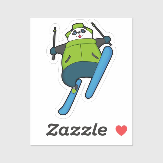 Adesivo Panda as Ski jumper with Ski (Folha)