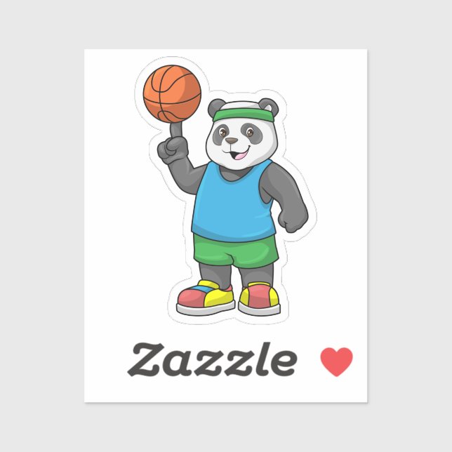 Adesivo Panda at Sports with Basketball (Folha)