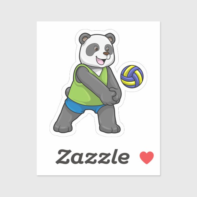 Adesivo Panda at Sports with Volleyball (Folha)