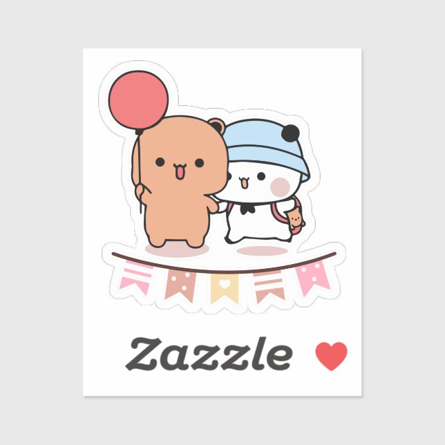 Adesivo PANDA BEAR, bubu e abraços dudu adoram balões KAWA (Folha)