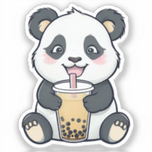 Panda bonita com Boba Tea Sticker - Kawaii