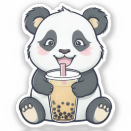 Adesivo Panda bonita com Boba Tea Sticker - Kawaii