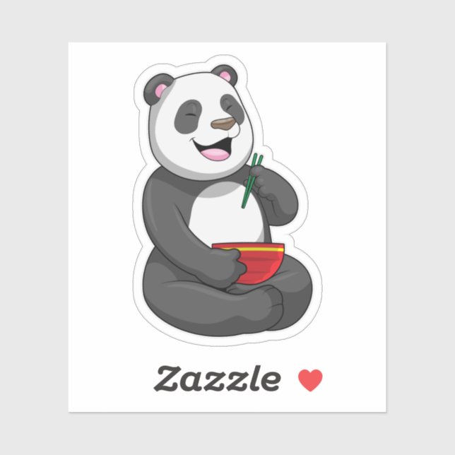 Adesivo Panda com Bowl Ramen (Folha)