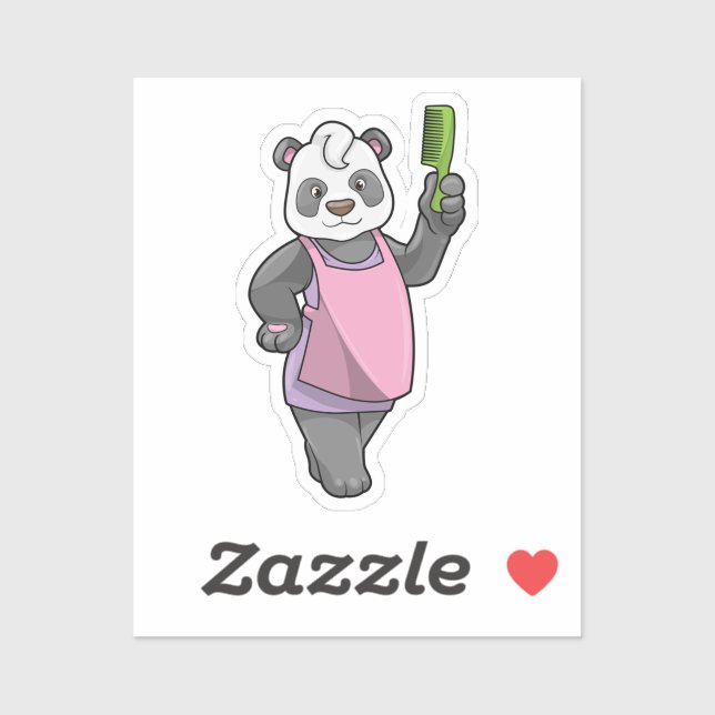 Adesivo Panda como cabeleireiro com Comb (Folha)