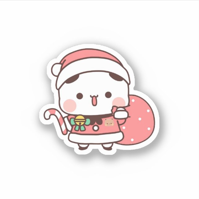 Adesivo Panda E Casal Do Urso Brownie, Feliz Natal (Frente)