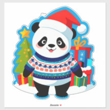 Panda Fofinho de Chapéu de Papai Noel e Suéter de