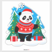 Panda Fofinho de Chapéu de Papai Noel e Suéter de