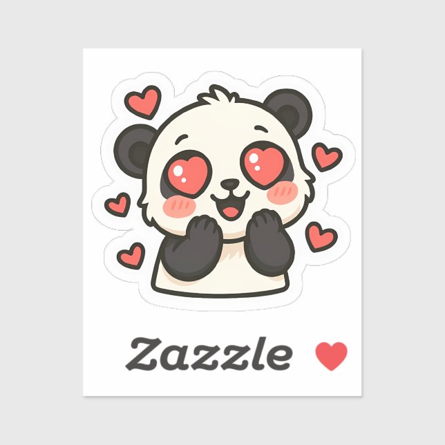 Adesivo Panda Love Sticker - Design do Coração Kawaii (Folha)