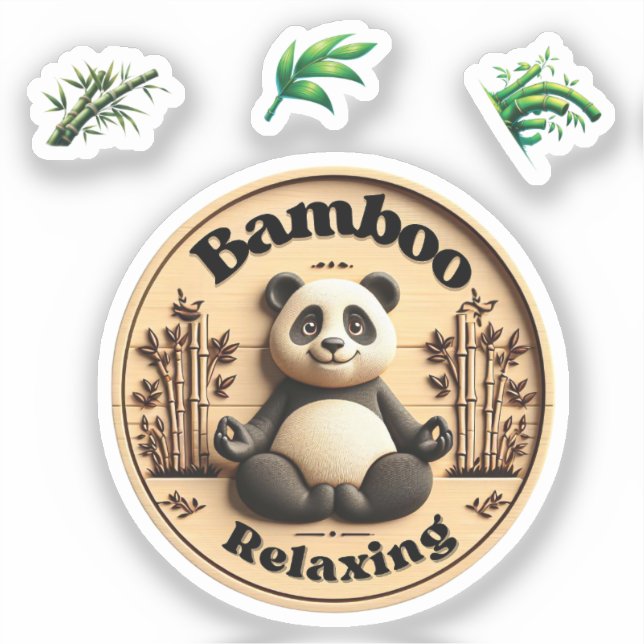 Adesivo Panda Panda Sticker, Bamboo Relaxando. (Frente)