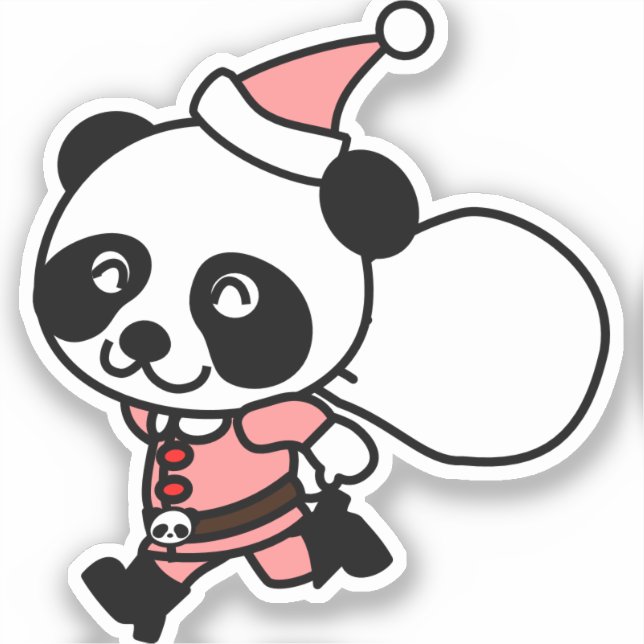 Adesivo Panda Santa Claus Natal (Frente)