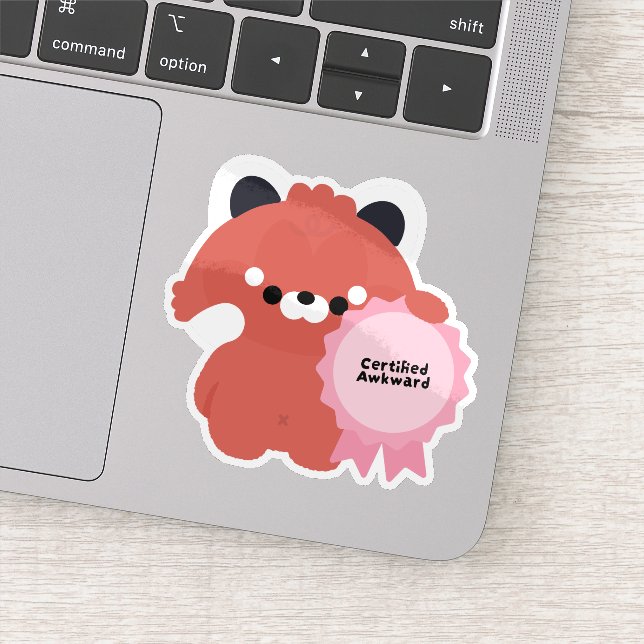 Adesivo Panda Vermelho Desajeitado Certificado (Detalhe)
